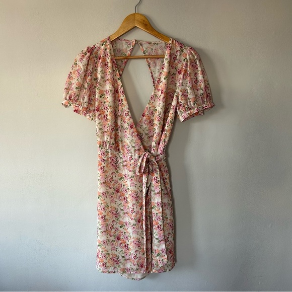 LPA Cutout Floral Wrap Dress Size M - Picture 2 of 6
